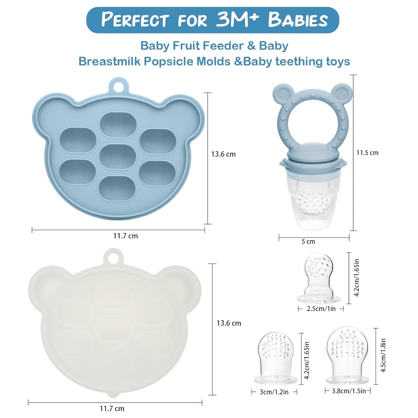 Baby Breastmilk Popsicle Molds & Baby Fruit Feeder (6 Pack), WAJIAYON Infant Food Freezer Tray Storage Containers, Silicone Teething Pacifier Feeder and Teether for Babies,Babies Feeder