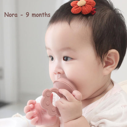 Ginbear Baby Fruit Food Feeder & Popsicle Molds Combo (Set of 2), Silicone Teething Feeders with Freezer Tray for Infants 4 Months+ (Pink/Lilac)