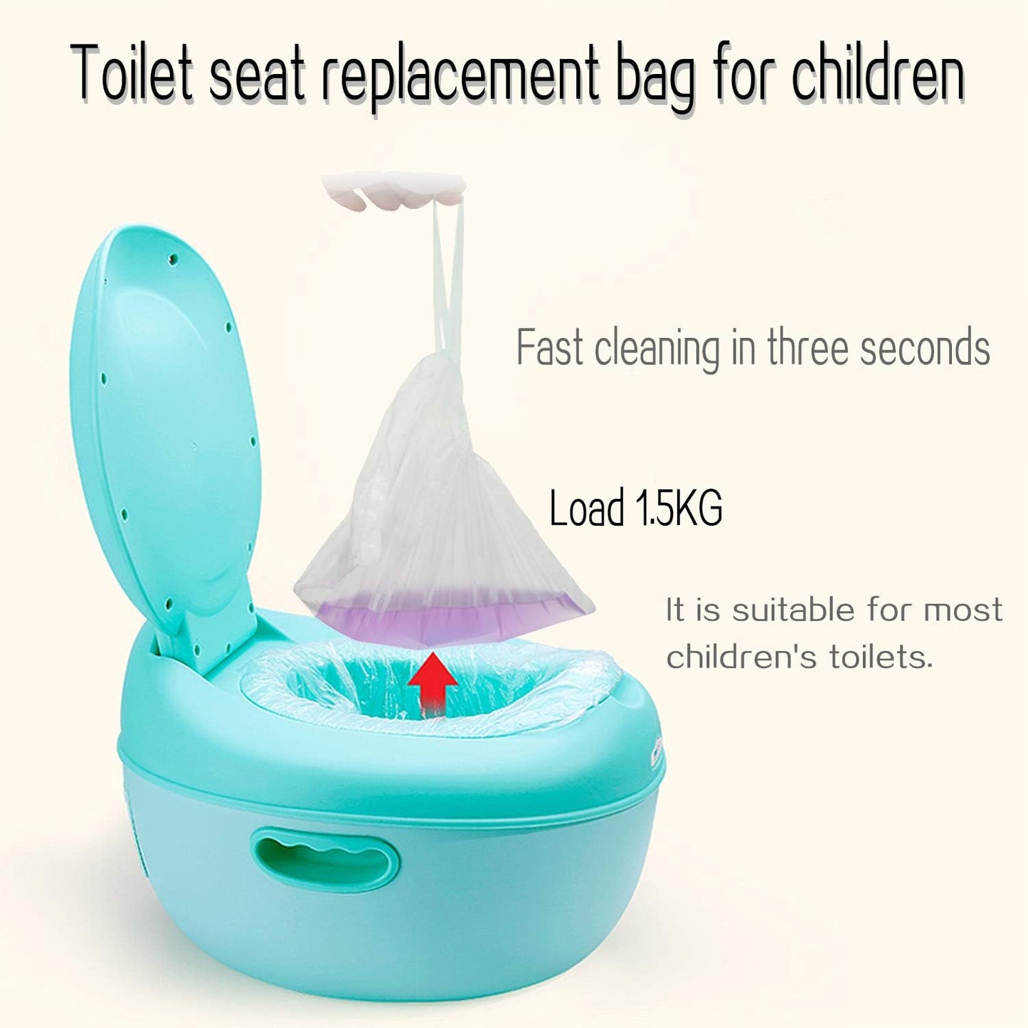 100 Pack Disposable Potty Liners with Drawstring, 17.3”×9.4” Universal Fit Potty Training Bags, Leakproof Tear-Resistant Toilet Seat Liner for Kids Toddlers, Travel Outdoor & Pet Waste Cleanup