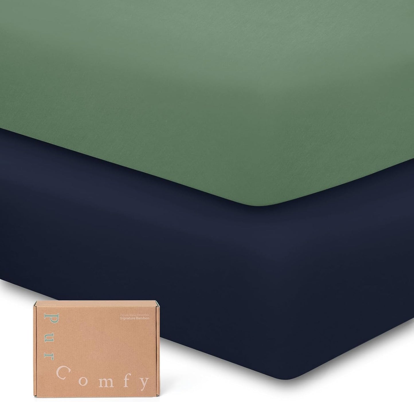 Supersoft Pack and Play Sheets Fitted, Premium Bamboo Viscose Mini Crib Sheets, Pack N Play Mattress Sheets, Graco Playard Baby Sheets Neutral for Boys Girls, 5'' Deep Pocket 2-Pack