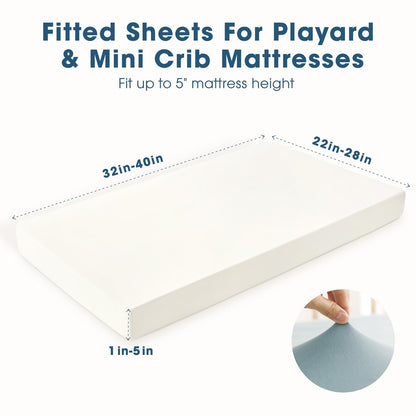 GRSSDER Stretch Ultra Soft Jersey Knit Fitted Pack n Play Playard Sheets Set 2 Pack，Fits Portable/Mini Cribs Sheets, Playards Mattress Pads, Stylish Watercolor Animals for Baby, Mint Green