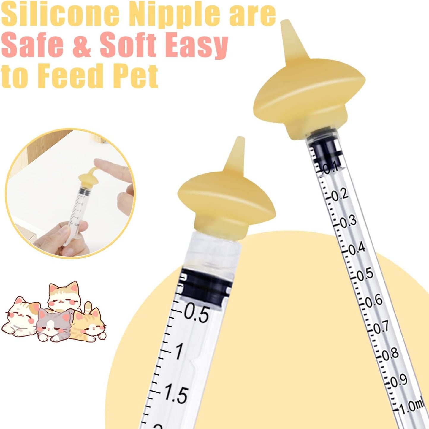 Pet Feeding Bottle and Syringes with Nipples for Small Cat Dog Animals (Model 1)