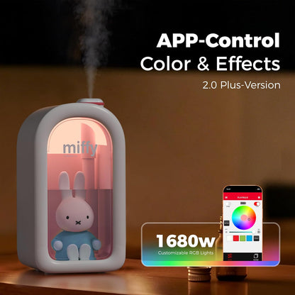 Mipow X Miffy Cool Mist Humidifier - Ultrasonic Quiet, Mini Cute Humidifier with Night Light, 380ml Humidifiers for Bedroom/Babies Nursery/Office