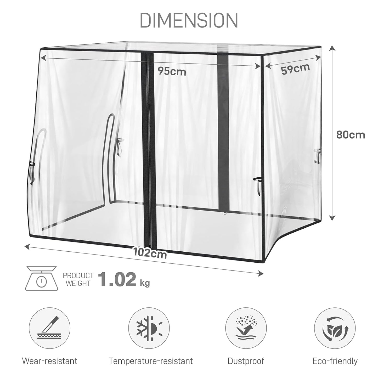 EVER ADVANCED Luxe TPU Wagon Stroller Rain Cover, Non-Yellowing Clear Shield with Double Zippered Side Access, Waterproof Windproof Cover for Kids Wagon & Other Push-Pull Wagon(Cart NOT Included)