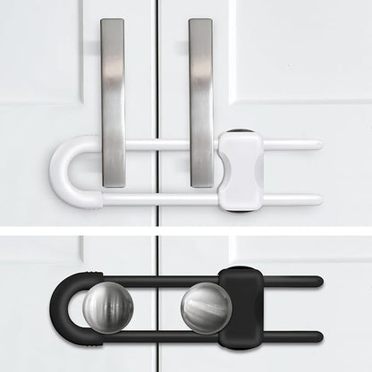 Baby Proofing Cabinets,Cabinet Locks for Babies,2 Pack U-Shaped Child Locks for Cabinets, Child Proof Cabinet Latches,Child Safety Cabinet Locks with Adjustable by SPISPI (1 White,1 Black)