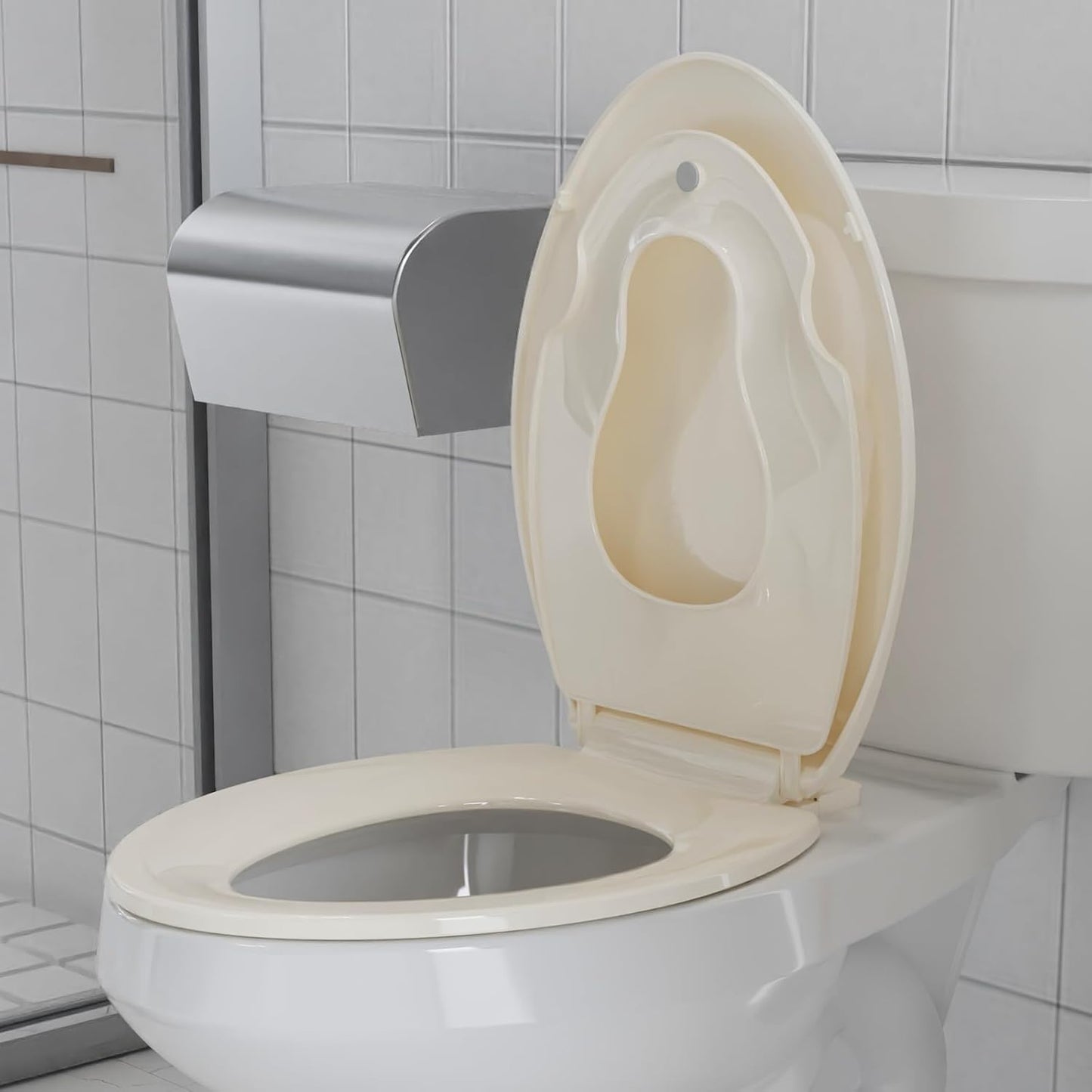 Toilet Seat Round,Toilet Seat with Toddler Seat Built in, Potty Training Toilet Seat Round Fits Both Adult and Child, with Soft Close,Easy Install and Clean - White, Round