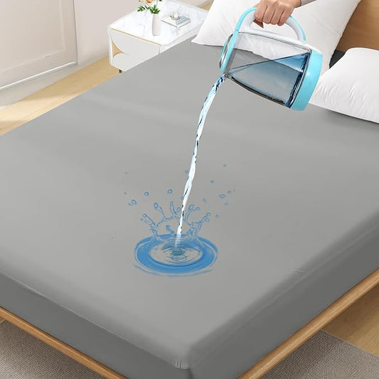 King Waterproof Mattress Protector - Noiseless, Breathable, Machine Washable Fitted Mattress Cover with Deep Pocket up to 5”-21”（Dark Grey）