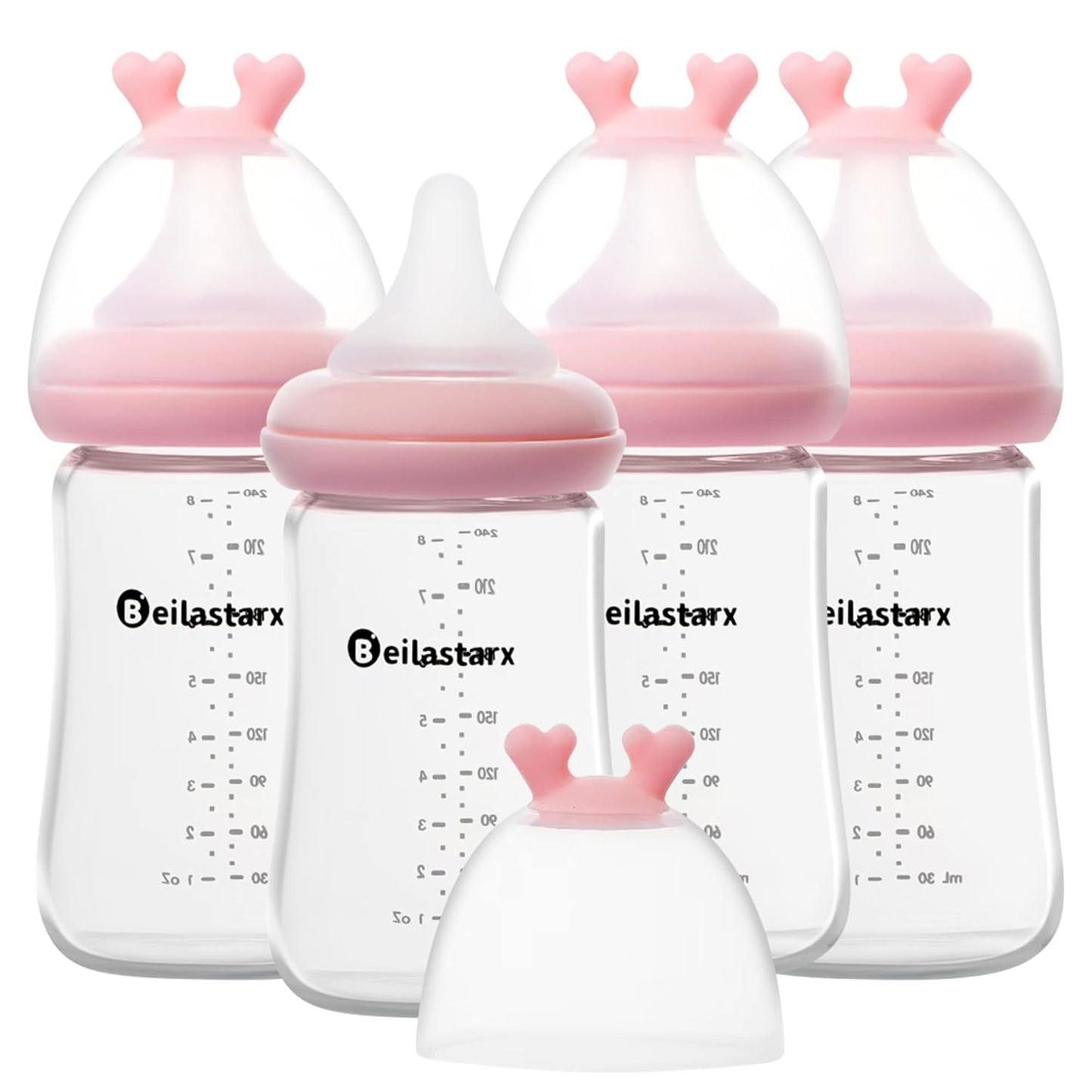 Glass Baby Bottles with Natural Response Nipple Size SS - Anti Colic Baby Bottles Wide Neck Slow Flow Baby Bottle (Multicolor, 4oz (Pack of 2))