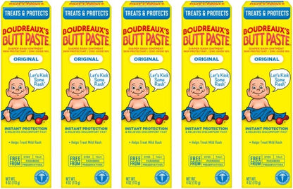 Boudreaux's Butt Paste Original Diaper Rash Cream, Diaper Cream for Baby, Fast Relief from Mild Discomfort, Pediatrician-Recommended Brand, 4 oz Tube