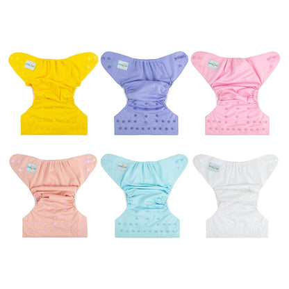 babygoal Cloth Diaper Covers 6 Pack with Wet Bag for Fitted Diapers and Prefolds with Double Gussets, Adjustable and Reusable for Baby Boys and Girls