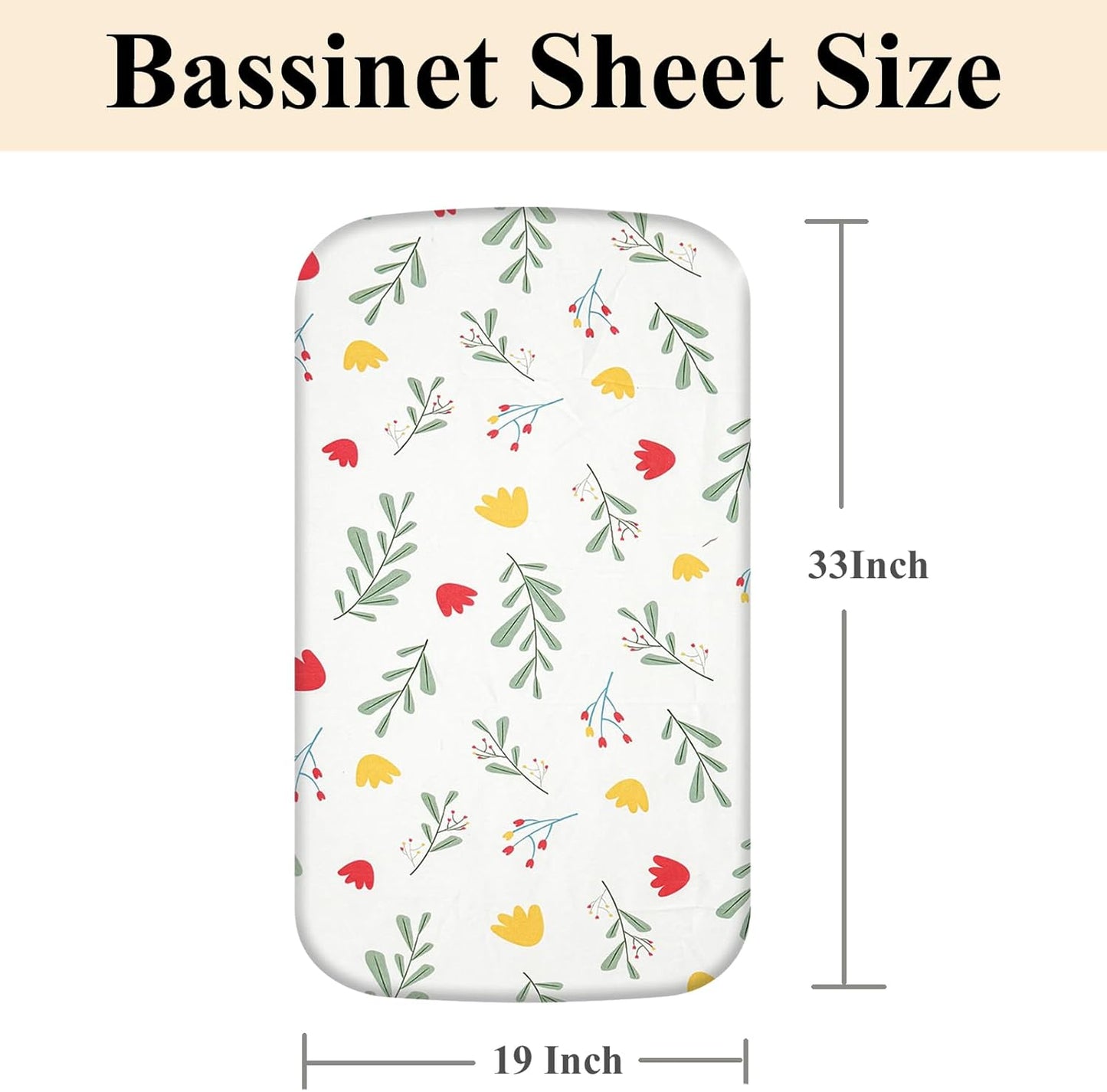 4 Pack Bassinet Sheets (19" x 33"), Compatible with Baby Delight, BabyBond, Dream On Me and Most Rectangle Bedside Sleeper Bassinet Mattress, Soft and Skin-Friendly, Mint Green and Color Rainbow