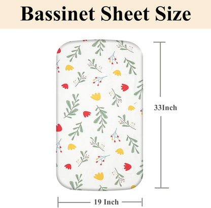 4 Pack Bassinet Sheets (19" x 33"), Compatible with Baby Delight, BabyBond, Dream On Me and Most Rectangle Bedside Sleeper Bassinet Mattress, Soft and Skin-Friendly, Mint Green and Color Rainbow