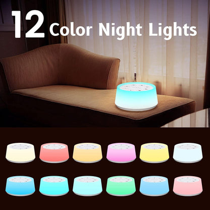 ColorsNoise Sound Machine and White Noise Machine with 30 Soothing Sounds with 12 Colors Baby Night Light with Memory Function (Black)