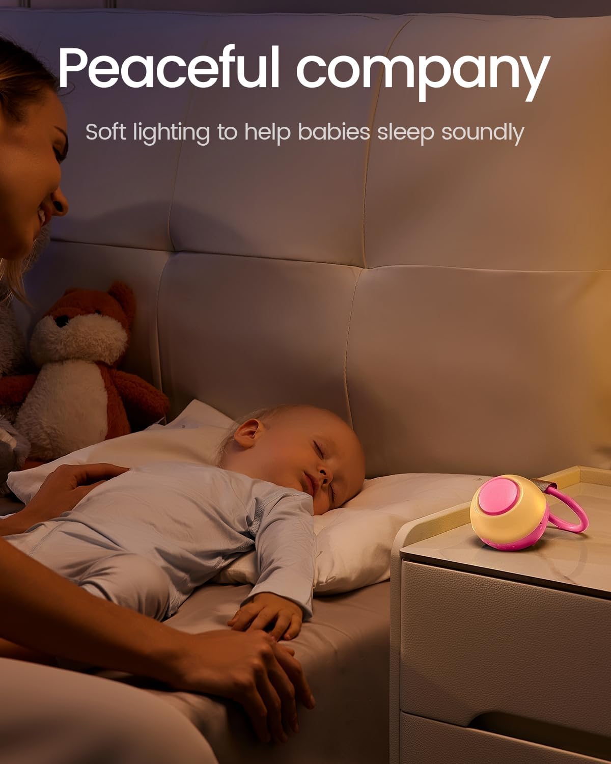 CHICWAY 2026 Mom's Choice Awards, Portable Sound Machine for Baby Adult, AI Cry Detection, 18 Soothing Sound, Bluetooth Rechargeable White Noise Machine for Home Office Travel, Nursery Light, Gray