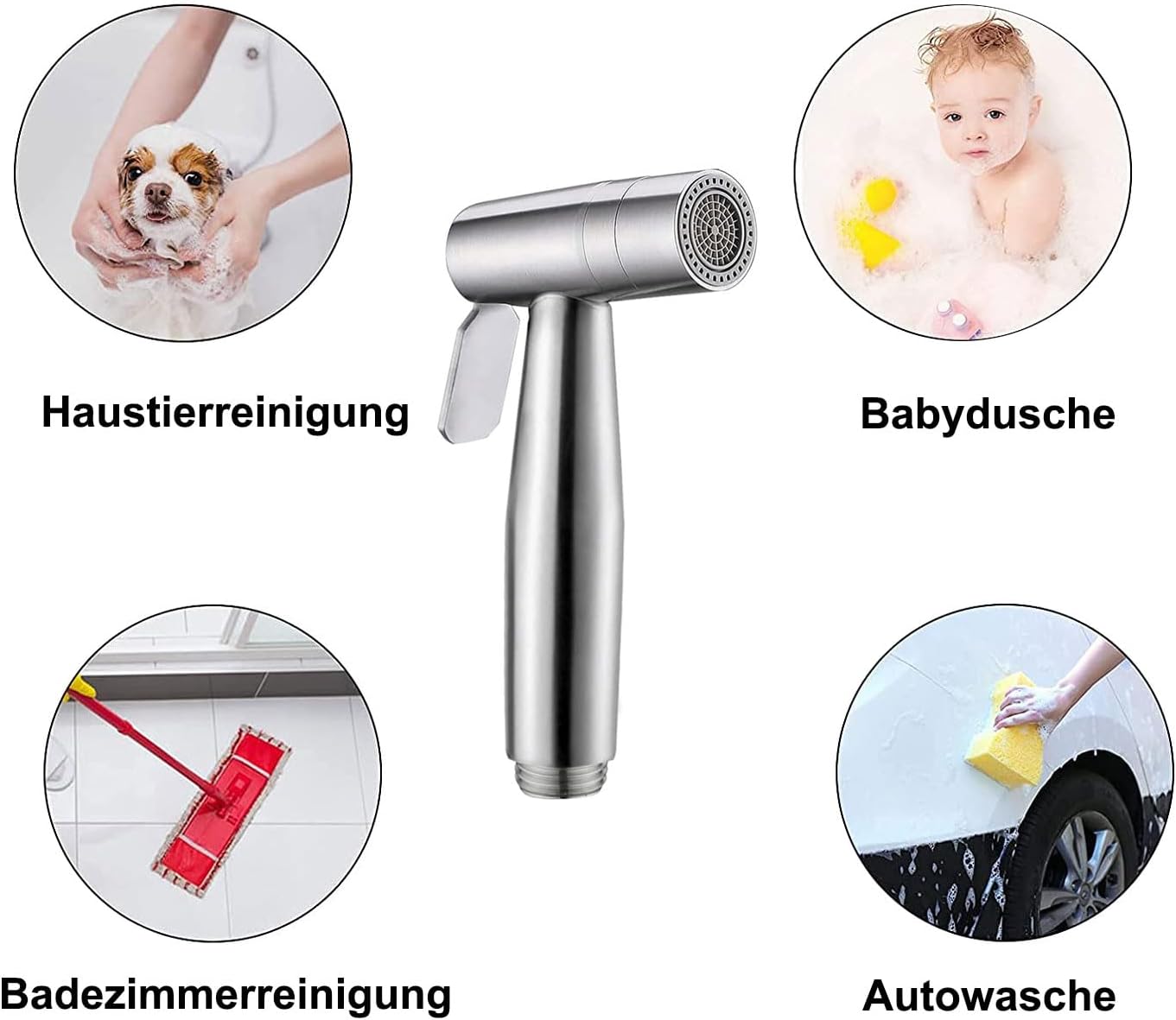 Handheld Bidet Sprayer for Toilet, Dual Mode Spray Head (Jet/Soft) Baby Cloth Diaper Sprayers Bide t for Toilet Stainless Steel Bathroom Hand Held (Bide t Sprayer Head Only)