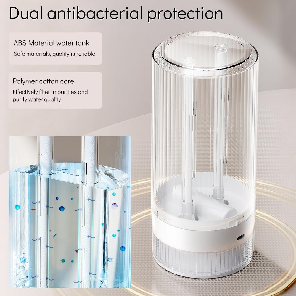HomeBeyond Portable Mist Humidifier for Bedroom, 1.1L USB Charging and Plug-In Dual-Use, 28dB Quiet Dual Nozzle Air Humidifier for Home Baby Nursery & Plants, 8H Auto Shut-off and Warm Night Light