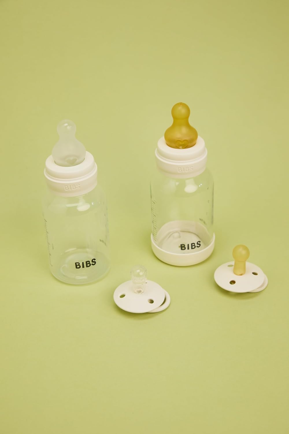 BIBS Glass Baby Bottles 2-Pack, 4 Oz. Anti-Colic System for Gas Reduction. Vented Round Silicone Nipple. Supports Infant and Newborn Breastfeeding - 120 ml (Pack of 2), Sage