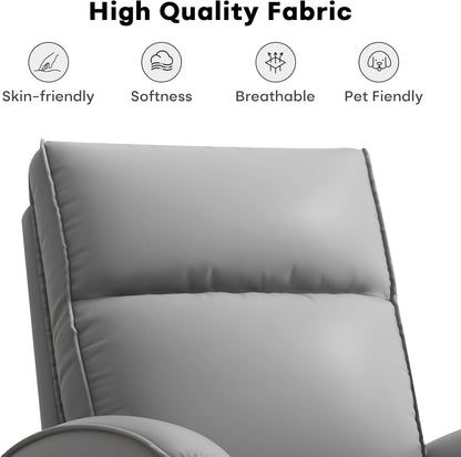 HAOMARKETS Electric Swivel Rocker Recliner Chair, Power Faux Leather Glider Rocking Recliners for Adults,360° Swivel Nursery Reclining Sofa with USB Charging Port, White