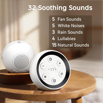 Continuous Sound Machine Battery Small White Noise Machine for Baby Kids Adult with 32 Soothing Sounds 32 Volume Levels Sleep Brown Noise Machine for Travel Office Privacy with 4 Timer & Memory