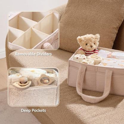 luxury little Soft Baby Diaper Caddy Organizer, Nursery Storage Basket with Removable Divider, Portable Baby Diapers Basket, Gifts for New Parent, Baby Shower (Baby Blue)