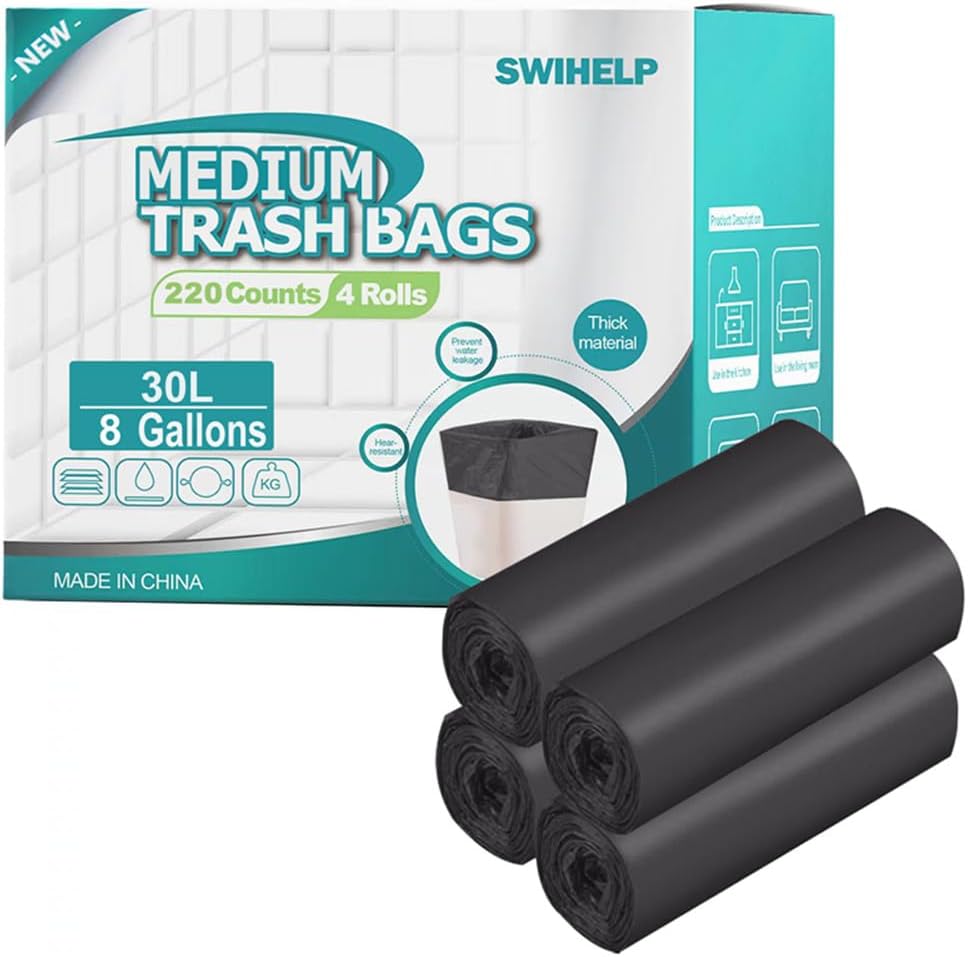 Handle Trash Bags 4 Gallon 100 Counts Small Garbage Bags for Office,Kitchen,Bedroom Waste Bin, Rubbish,Trash Can Liner