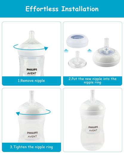 Sippy Cup Nipples for Philips Avent Natural Baby Bottles, My Grippy Spout Sippy Cup and Natural Trainer Sippy Cup, Soft 100% Silicone Sippy Spout Nipples, 6m+, 4 Count