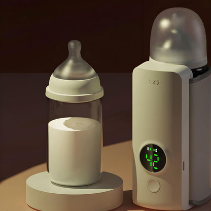 Portable Bottle Warmer, Rapid Warming with Battery-Powered Temperature Display, Waterless Milk Warming for Comfortable Baby Feeding On The Go