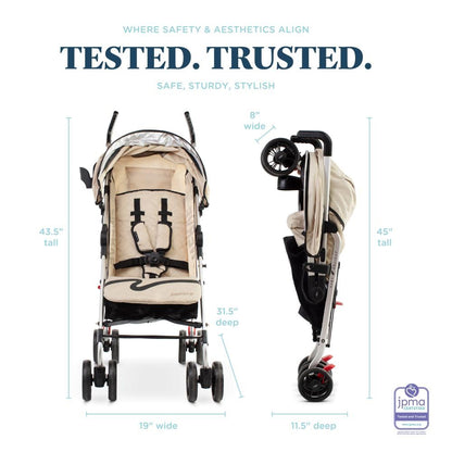 Baby Delight | Swerve Stroller | Lightweight | for Travel & Everyday | Multi-Position Recline | Compact Fold | Extra Storage | Tan