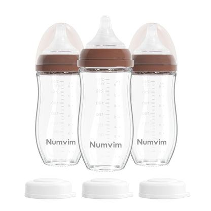 Natural Glass Baby Bottles Gentle & Slow Flow, Newborn Breastfeeding Bottle with Anti Colic Nipple for 0 Months Babies, 3 Packs (White (5 Ounce), 1 Count (Pack of 3))