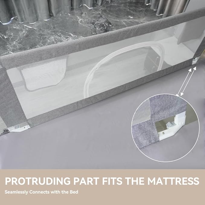 Bed Rail for Toddlers and Kids, Queen Size Set Adjustable Safety Bed Guard with 28 Height Gears,Universal Bedside Rail Fit Twin/Full/Queen/King/Cal King Mattresses