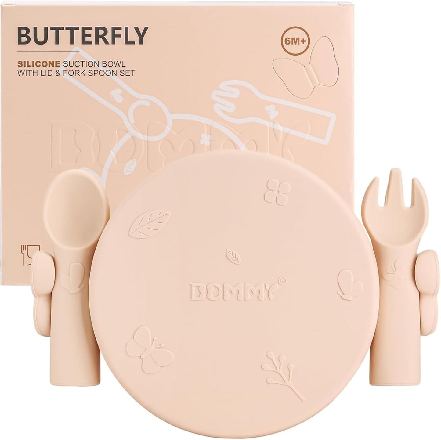 Dommy Baby Bowl with Suction BPA-Free Suction Bowl for Baby with Spoon and Fork Silicone Suction Bowl with Lid
