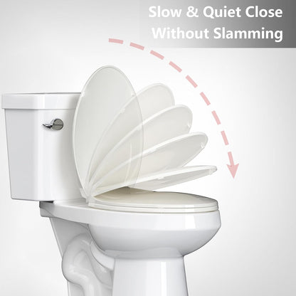Toilet Seat Round,Toilet Seat with Toddler Seat Built in, Potty Training Toilet Seat Round Fits Both Adult and Child, with Soft Close,Easy Install and Clean - White, Round