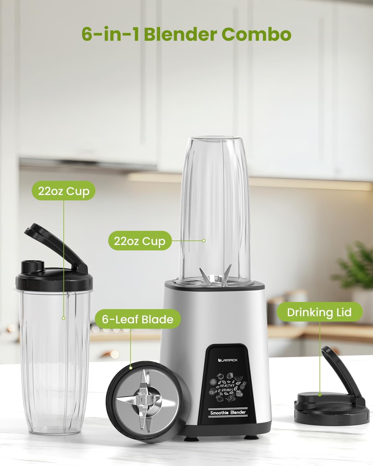 Blenders for Smoothie, 900W Personal Blender for Shakes and Smoothies with 2 * 22oz BPA Free Portable Cups, Small Juicer for Protein Shake, Baby Food, Frozen Drink