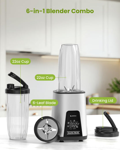 Blenders for Smoothie, 900W Personal Blender for Shakes and Smoothies with 2 * 22oz BPA Free Portable Cups, Small Juicer for Protein Shake, Baby Food, Frozen Drink