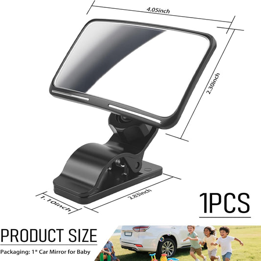 New 360° Rotating Car Mirror for Baby,Clip-on HD Baby Rear View Mirror for Car Sun Visor,Wide Angle Automotive Interior Mirrors Convex Mirrors for Observing the Rear Seat