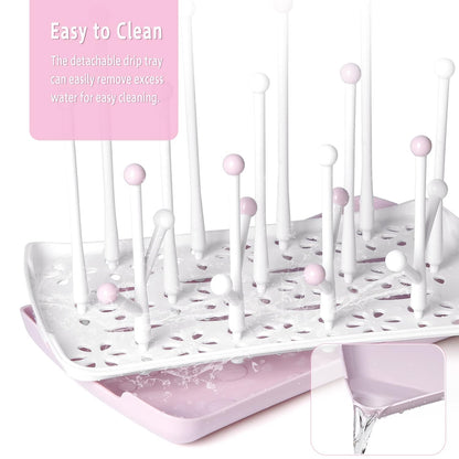Baby Bottle Drying Rack with Tray, Termichy High Capacity Bottle Dryer Holder for Bottles, Teats, Cups, Pump Parts and Accessories, Gray