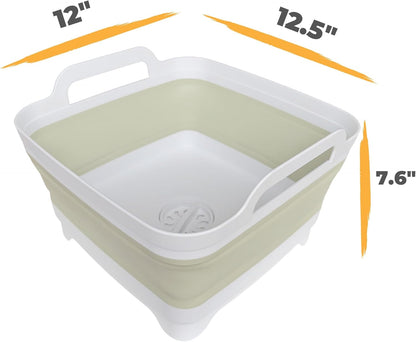 GIMWA Collapsible Wash Basin for Baby Bottles - 2.4 Gallons Portable Wash Bin for RV Camping Sink, Space-Saving Dish Tub (Pink)
