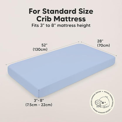KeaBabies 2-Pack Organic Crib Sheets for Boys, Girls - 52x28 Fitted Crib Mattress Sheet Neutral, Breathable Jersey Cotton Cover for Baby Bed, Toddler Mattress, Soft & Cute Prints (Blue Flax)