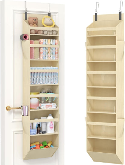Lifewit 1 Pack Over the Door Organizer, 5 Section Clear Window Hanging Storage with 4 Side Pockets, Sturdy Anti Tilt 40 lbs Load Behind Door for Closet, Bedroom, Bathroom, Nursery, Dorm, Gray