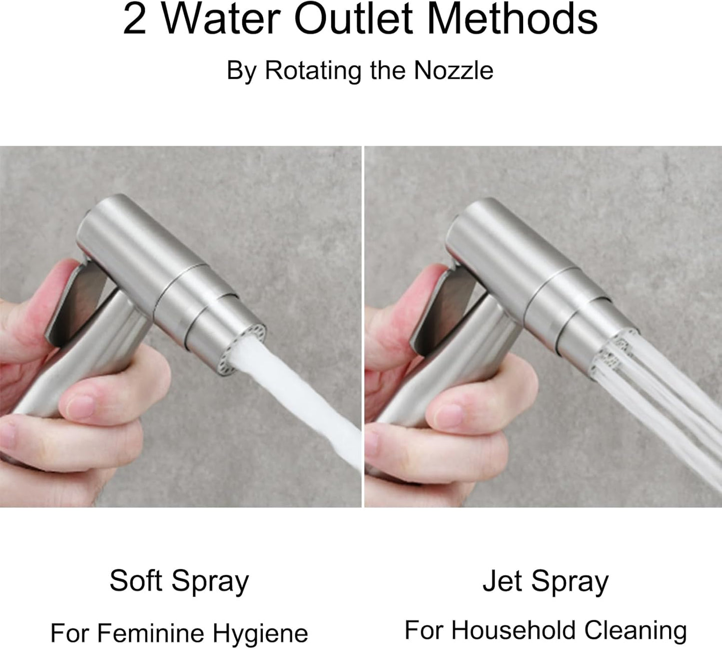 2 Function Cloth Diaper Sprayer,Biveah Stainless Steel Handheld Bidet Sprayer for Toilet Brushed Nickel, KXS004NA