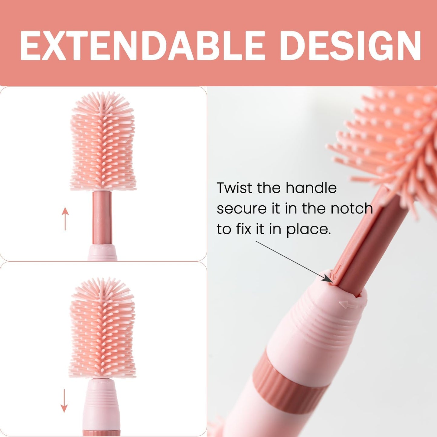 Travel Bottle Brush, 6-in-1 Portable Travel Bottle Cleaner Kit with Small Bottle Brush Built in Drying Rack, Nipple Brush, Straw Brush, Soap Dispenser, for Baby Bottles Under 8 OZ, BPA-Free(Yellow)