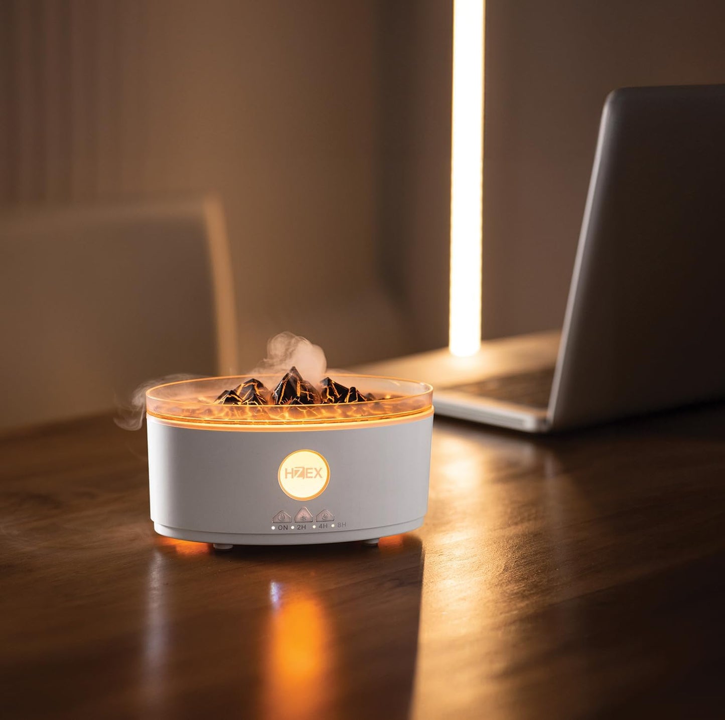 HZEX 2-in-1 300ml Ultrasonic Essential Oil Diffuser Humidifier, Lava Rock Design, w/Auto Safety-Shutoff, Remote Control, LED Lights, Quiet Long-Lasting Scent Diffuser for Bedroom Home Nursery Office