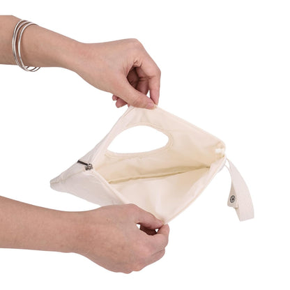 Quilted Baby Diaper and Wipes Pouch Portable Mommy Bag for Stroller Reusable Wipes Pouch with Lanyard for Casual Travel (Beige)