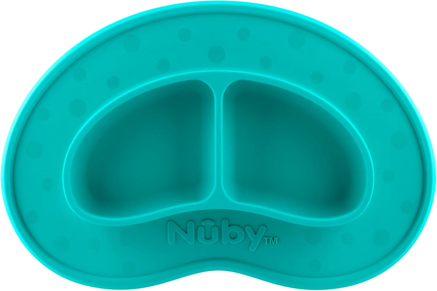Nuby Sure Grip Miracle Mat 2-Section Toddler Plate - Suction Silicone Plate - 6+ Months - Aqua