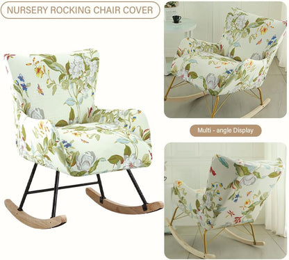 Nursery Rocking Chair Cover Stretchable Glider Chairs Cover Slipcovers Printed Rocking Accent Armchair Slipcover for Living Room Bedroom Offices, 03