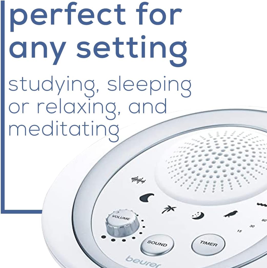 Beurer White Noise Machine with 4 Soothing Sounds | Sound Machine with Auto Shut-Off Sleep Timer | Portable White Noise Machine for Adults, Kids & Babies | Dreamsound Sleep Machine, SL15