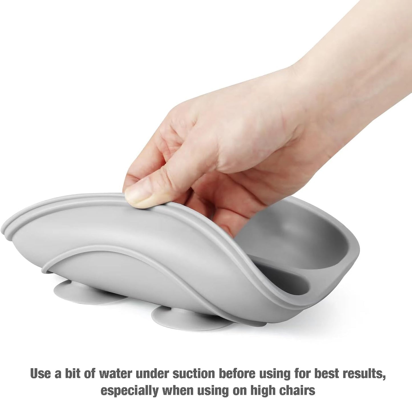 PandaEar Silicone Baby Feeding Set| 2 Divided Suction Plate + 2 Suction Bowl + 2 Tiny Cup with 2 Spoons| Baby Led Weaning Supplies Self Feeding Utensils (Blue White)