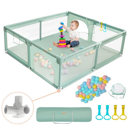 COMOMY Playpens for Babies and Toddlers, Small Baby Play Pens, Activity Center for Safe and Non-Slip Baby Fence, Full Mesh Design, Indoor & Outdoor Kids Activity Center (Dark Grey, 36"x36")
