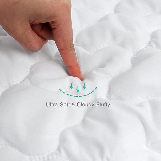 Crib Mattress Protector Sheets Fitted Waterproof Mattress Pad Cover, Noiseless & Machine Wash 100% Absorbent Mattress Protector Sheet Quilted White, 52" x 28", 2 Pack