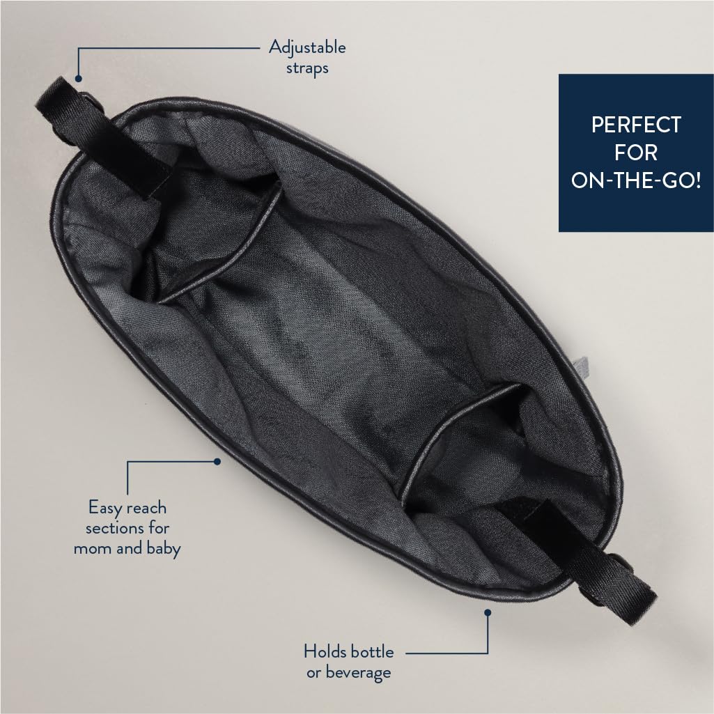 Itzy Ritzy Adjustable Stroller Caddy and Organizer Bag Featuring Front Zippered Pocket, 2 Built-In Interior Pockets & Adjustable Straps to Fit Nearly Any Stroller (Coffee and Cream)